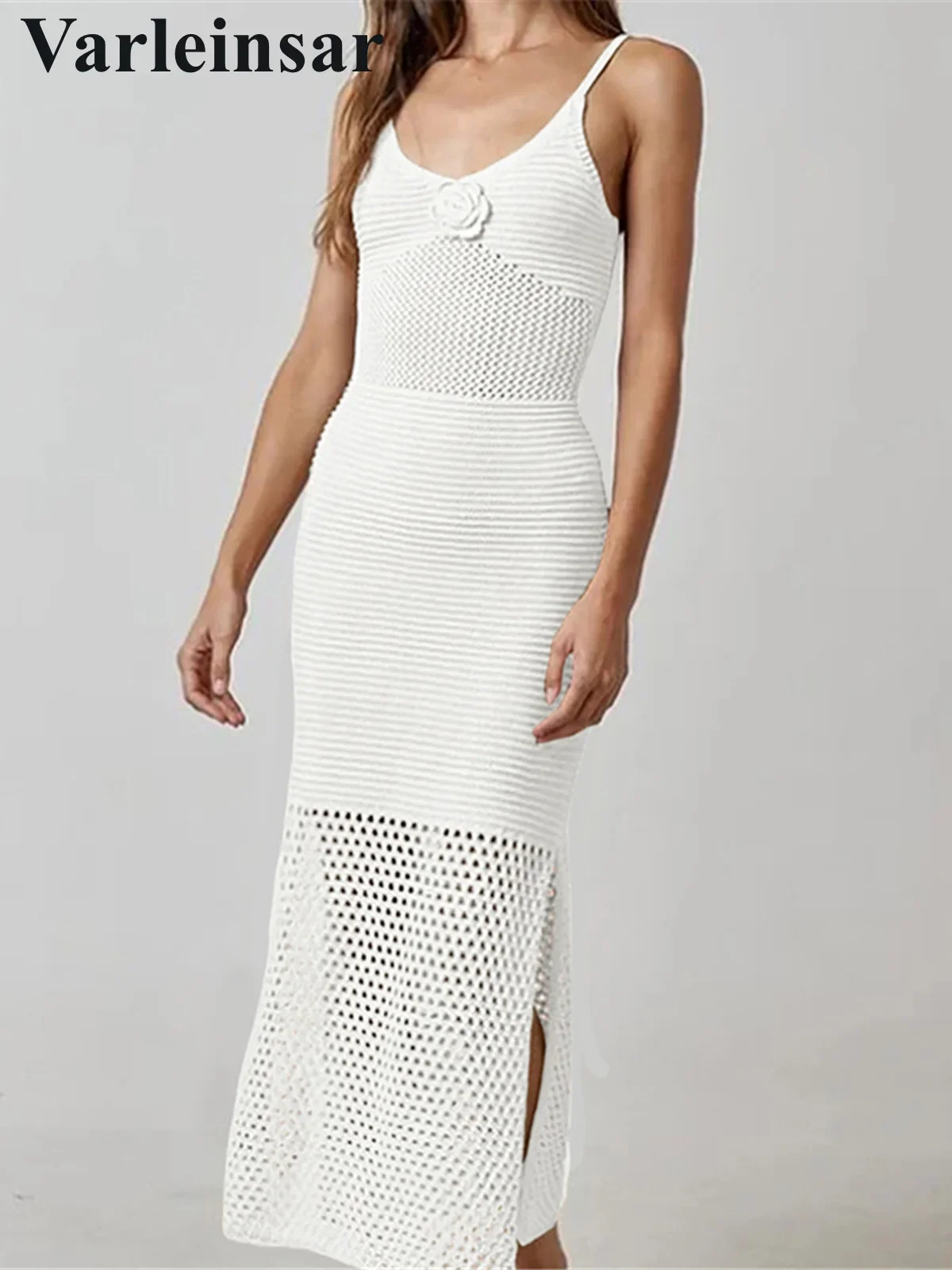 3d flor oco para fora alta corte crochê malha túnica praia cobrir cover-ups vestido de praia beach wear beachwear feminino v6576