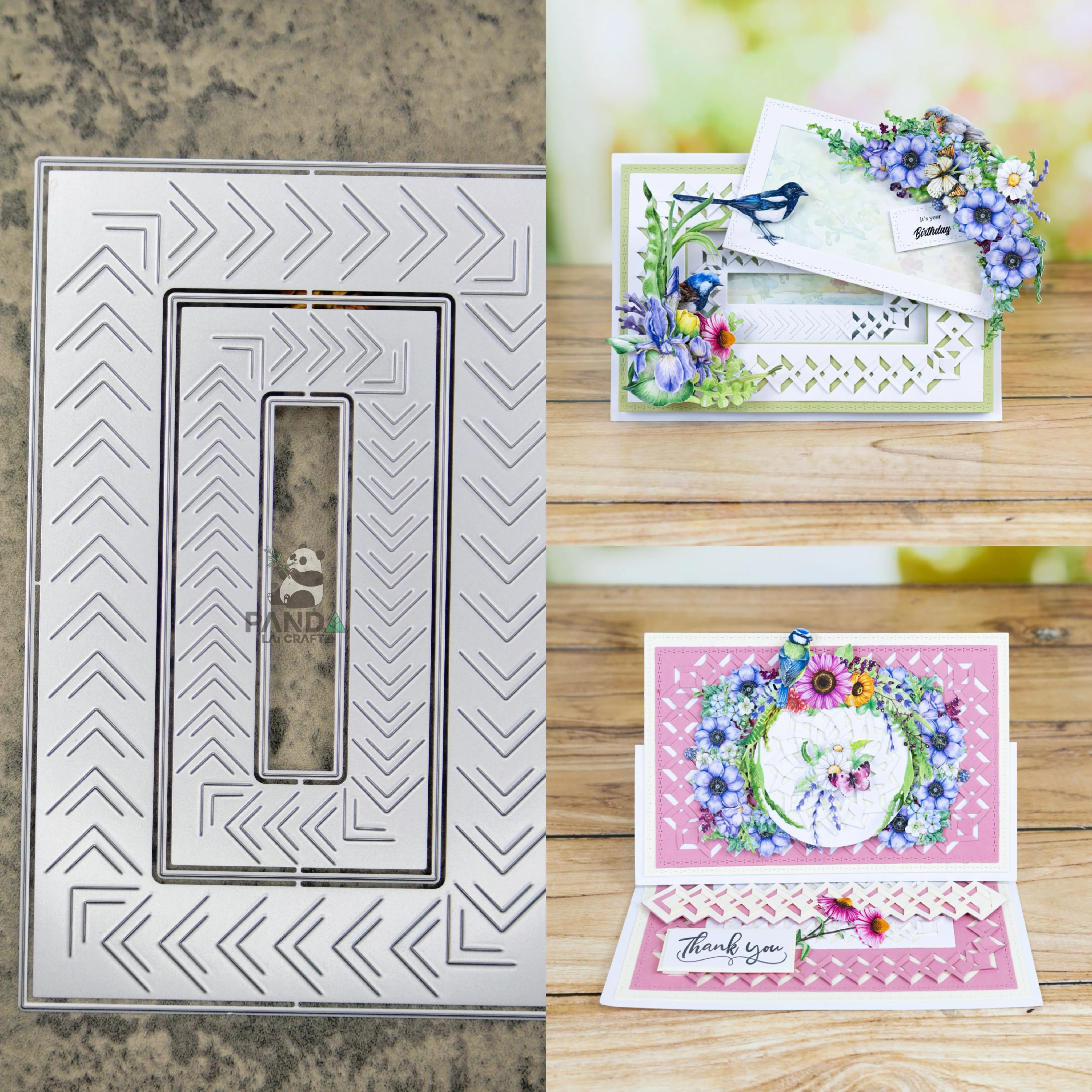 PANDALAI Lift & Lock Rectangle Chevron Die Metal Cutting Die DIY Album Decorative Embossing Paper Card Crafts