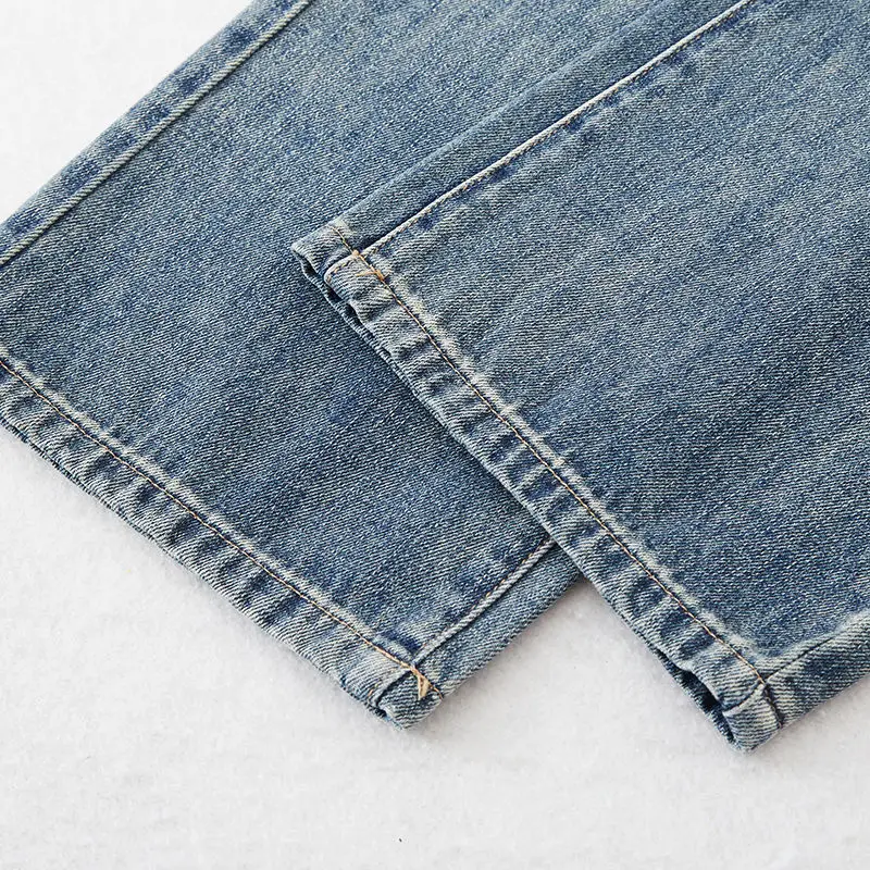 جينز نسائي أنيق للشباب عالي الخصر من قماش الدنيم الأزرق الترفيهي ريترو سويت ستريت كامل الطول بنطلون نسائي ناعم جمالي
