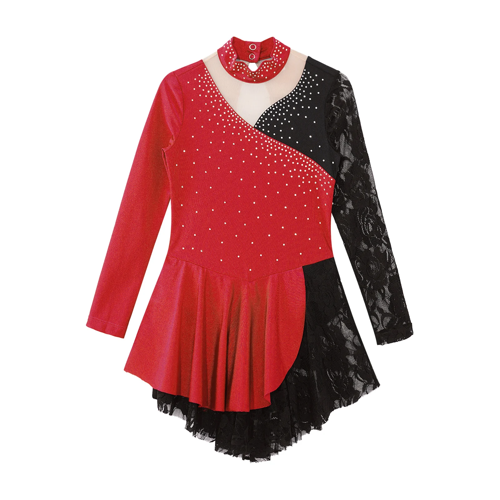 Vestido de Patinaje Artístico de diamantes de imitación para niñas, leotardo de baile ajustado, gimnasia rítmica, Ballet Floral, lírico