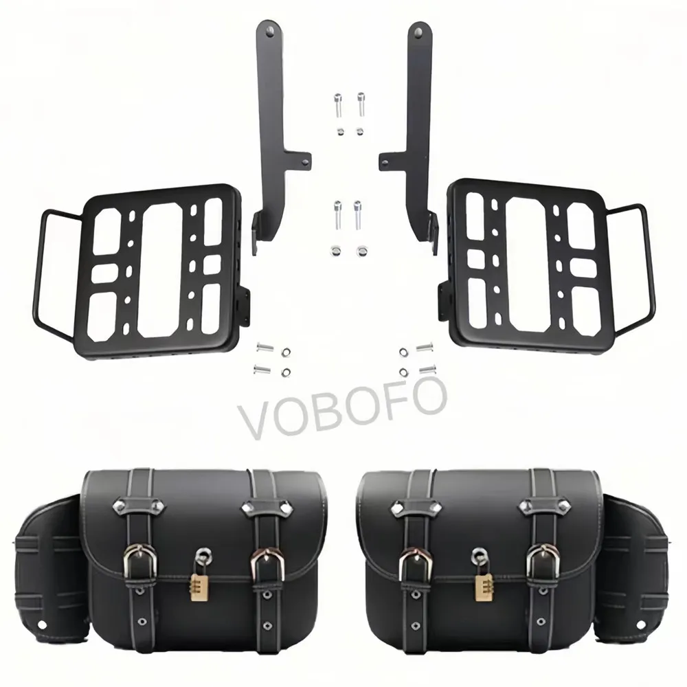 For LONCIN VOGE CU525 CU 525 LX500-3A motorcycle retro saddlebag side package side bag bracket carbon steel frame accessories