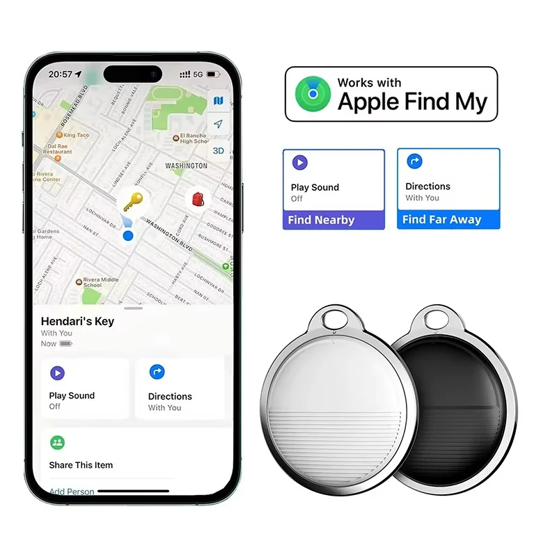 Mini-GPS-Ortungsgerät für Apple iOS-System Find My App, Schlüsselanhänger, Geldbörsen-Finder, Fahrrad- und Haustier-Tracker, Anti-Verlust-Gerät, Smart Bluetooth-Tracker-Zubehör
