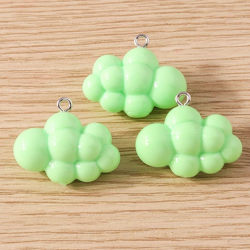 10 Stück 26x21mm Niedliche Bunte Harz-Wolken-Anhänger für Schmuckherstellung, Ohrringe, Halsketten, Armbänder, DIY-Bastelzubehör – Detail 8