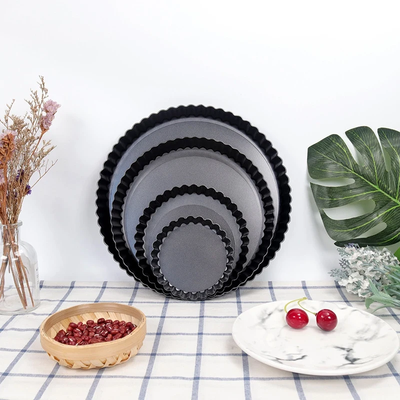 [Value Pack]Non-Stick Quiche Flan Pan Molds Pie Pizza Cake Round Mould Removable Loose Bottom Fluted Heavy Duty Pie Pan Bakeware