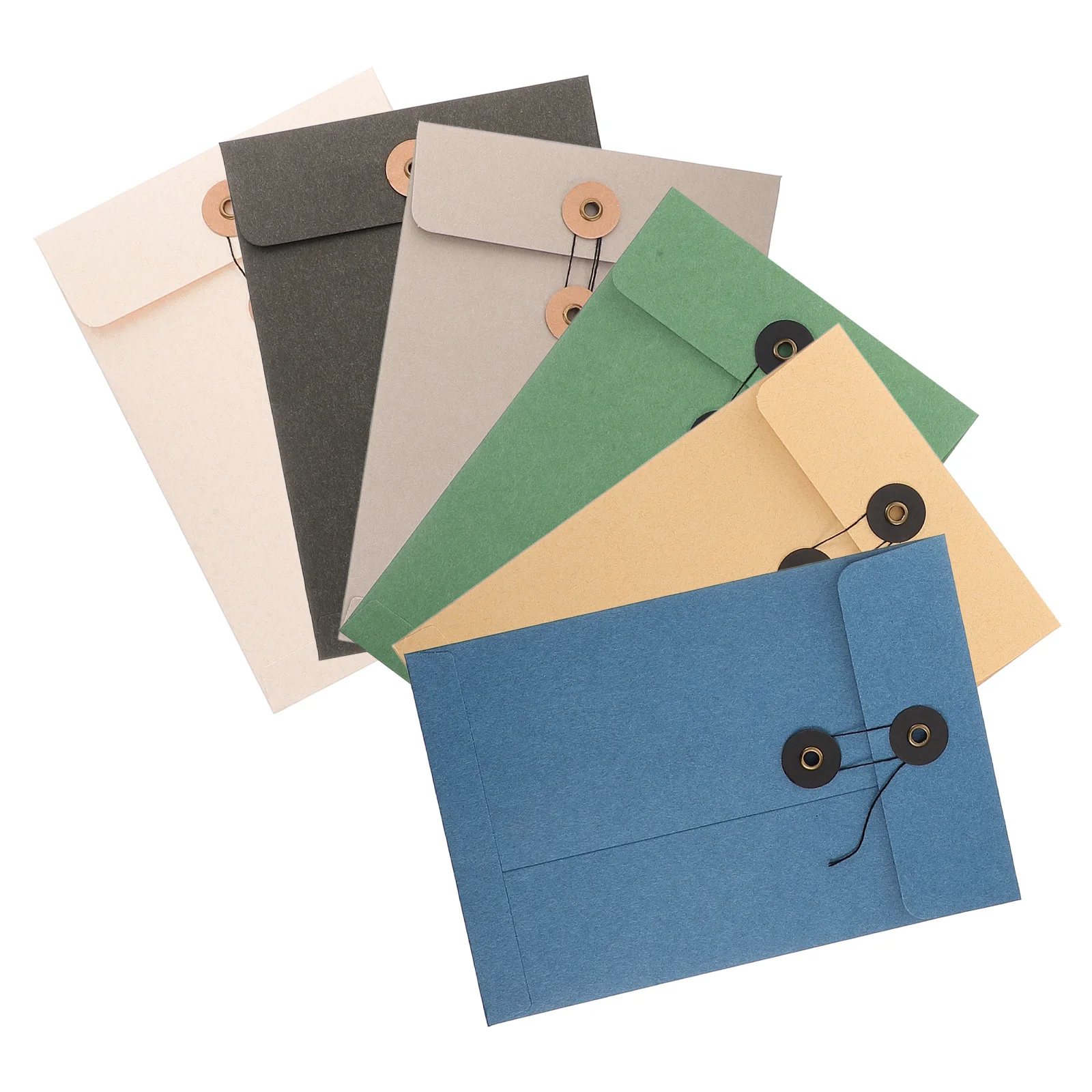 6 Pcs Portfolio Envelope File Folders Rope Buckle Document Holder Bag Paper Pouch Receipt Organizer