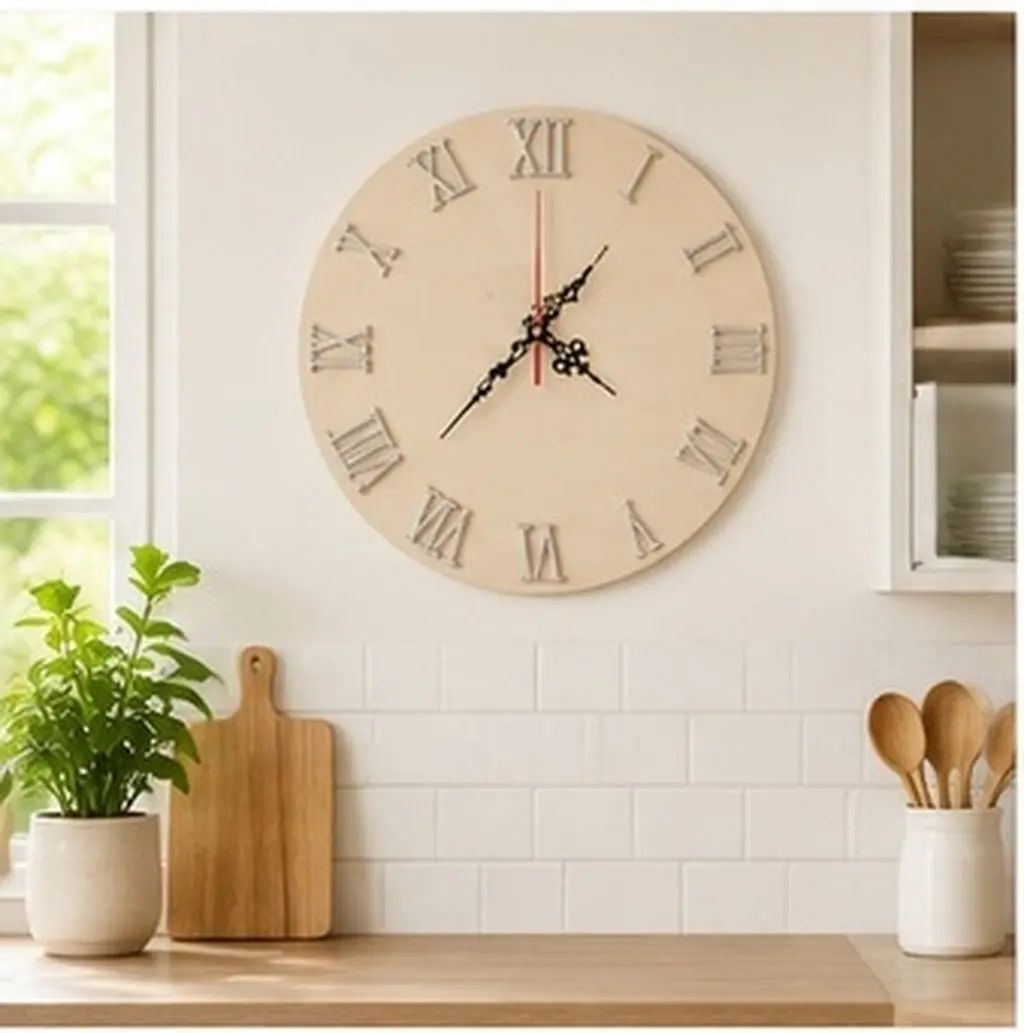 1Set Blank Wooden Clock Face 10 Inch Round Unfinished DIY Wall Clock Dial Kit for Painting Crafting Stenciling Kitchen Office