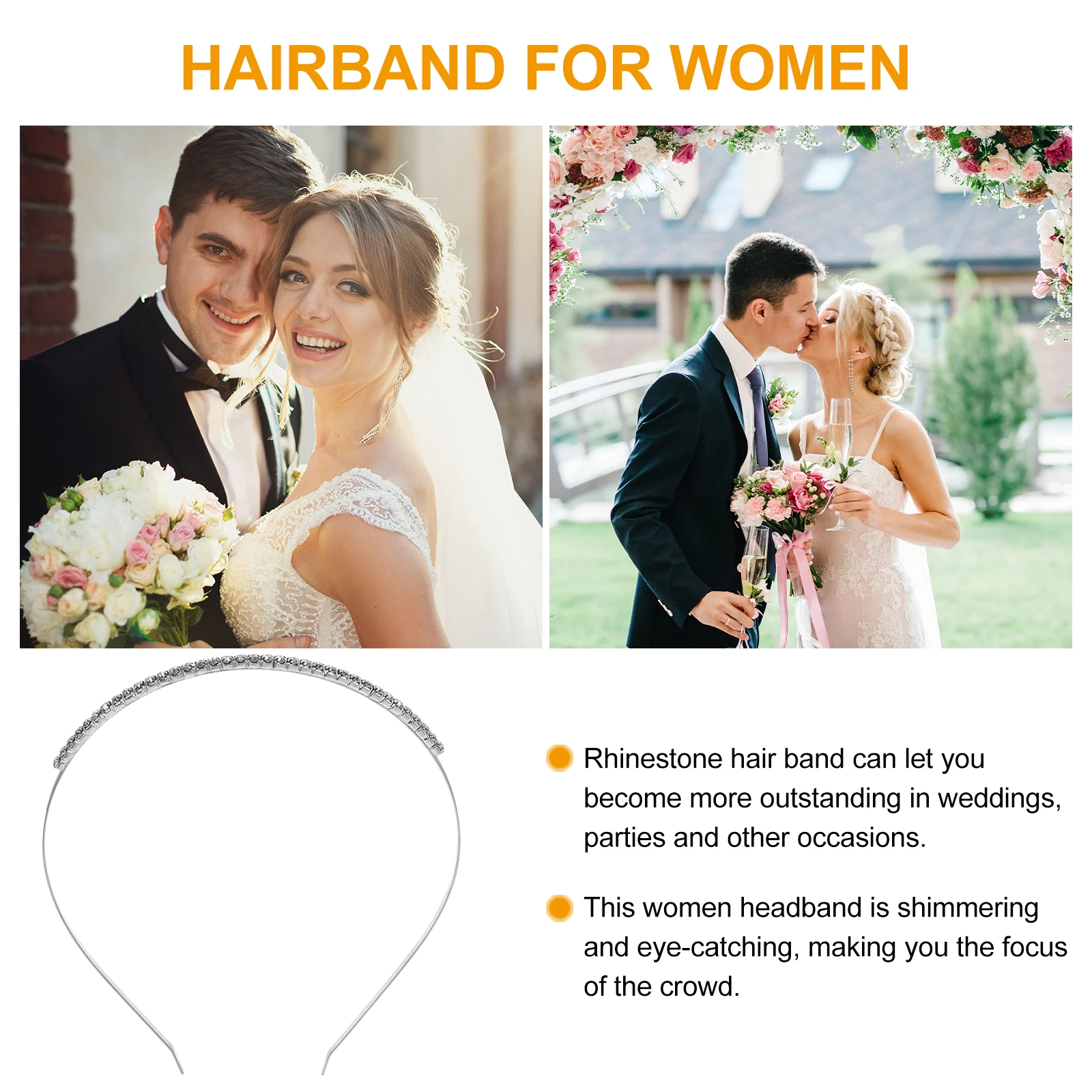 

Women Headband Wedding Bride Rhinestone Hair Band Metal Headband Lightweight Hair Accessories for Brides Hairband for Women