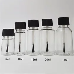 Botellas de plástico para esmalte de uñas, frascos rellenables para almacenamiento de pinturas líquidas con cepillo, contenedores vacíos, 5ml, 10ml, 15ml, 20ml, 30ml