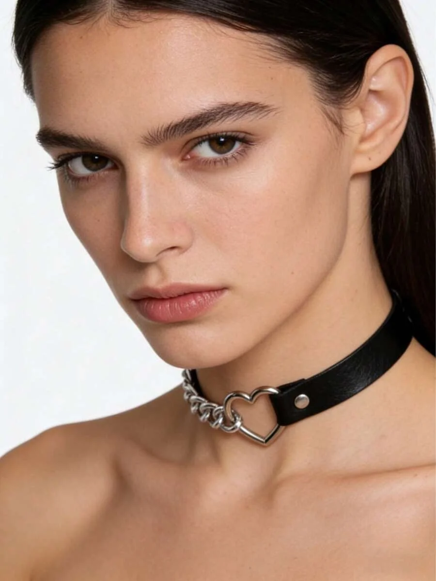 Sexy Gothic Punk PU-Leder-Halsband, Verstellbares Harness-Halsband, Y2K Korsett-Gürtel-Stil Halskette für Frauen Tägliche Streetwear – Detail 11