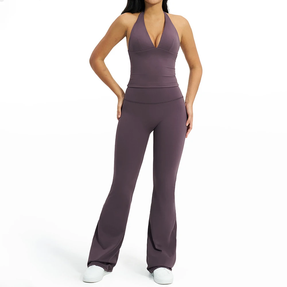 

Женские комплекты для йоги: спортивный костюм, топ без бретелек, фитнес-костюм, однотонная одежда для отдыха на открытом воздухе, женская одежда для бега, йоги, тренировок в спортзале