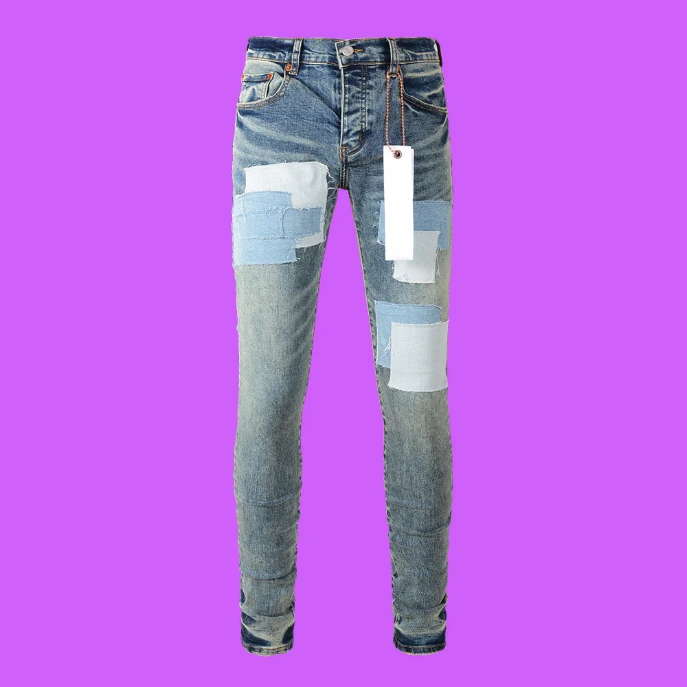 New Purple roca brand Jeans Straight Black Dirty Vintage White Paint Low Rise Skinny Jeans High Street Destroy Wash pants