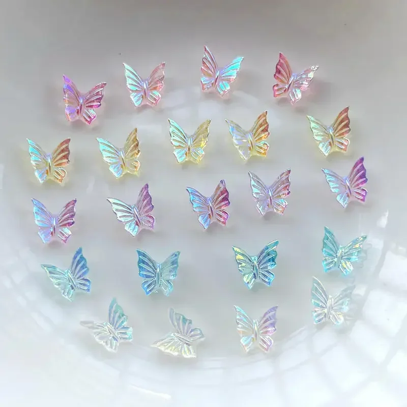 Lovely Aurora crystal ice through butterfly DIY Nail earrings jewelry decoration Rhinestone Wedding Decoration resin crafts