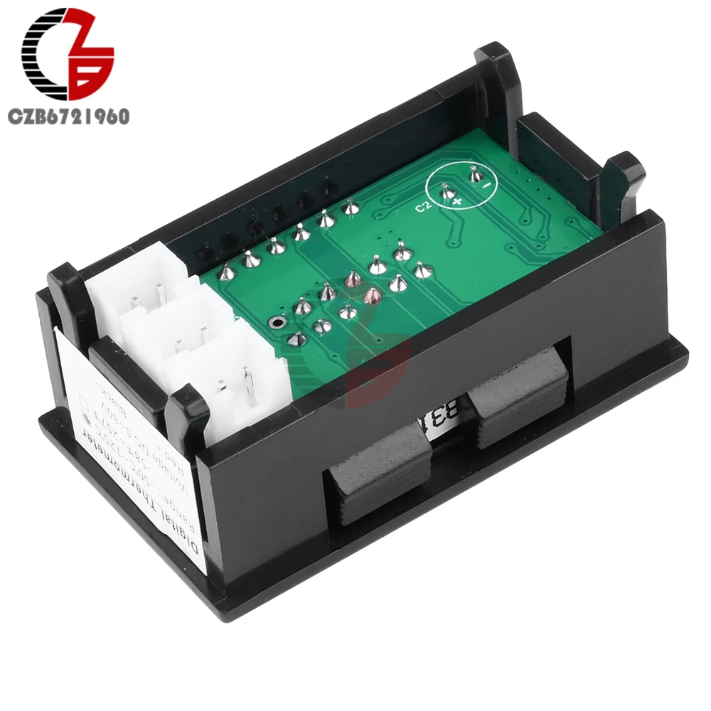 DC 5-80V LED Dual Display Digital Temperature Sensor NTC Metal Waterproof Probe Heating Cooling Controller Thermometer -50~+125℃