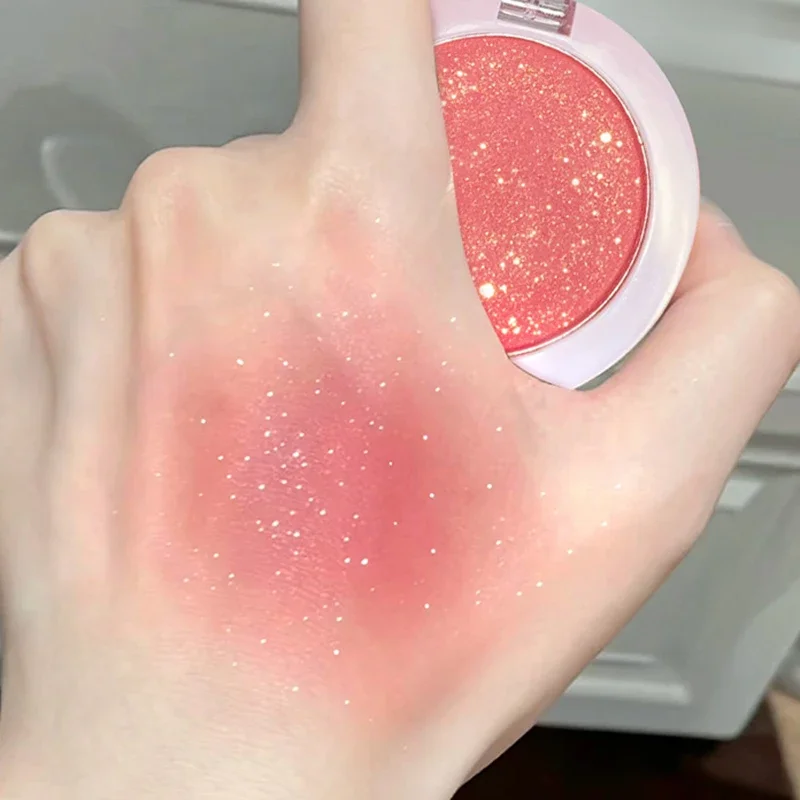 Fine Shimmering Blush Powder Milk Apricot Peach Brightens Natural Matte Highlight Face Glitter Shadow Monochrome Blush Palette