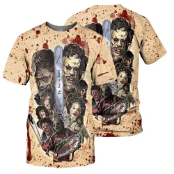 Camiseta con estampado 3D de cara de cuero para hombre y mujer, camisa Unisex de Horror para Halloween, verano, 2024