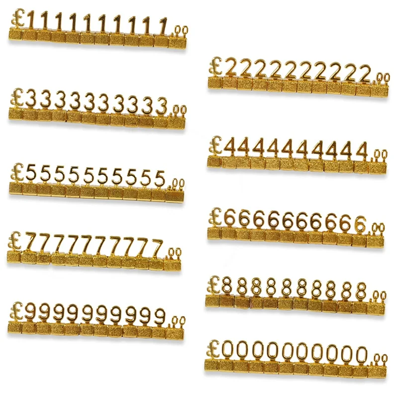 

AA08-10Piece Digital Price Tag 3D Metal Shelving Adjustable GBP ￡ Price Square Kit For Shop Display Jewelry Watch Shop Office