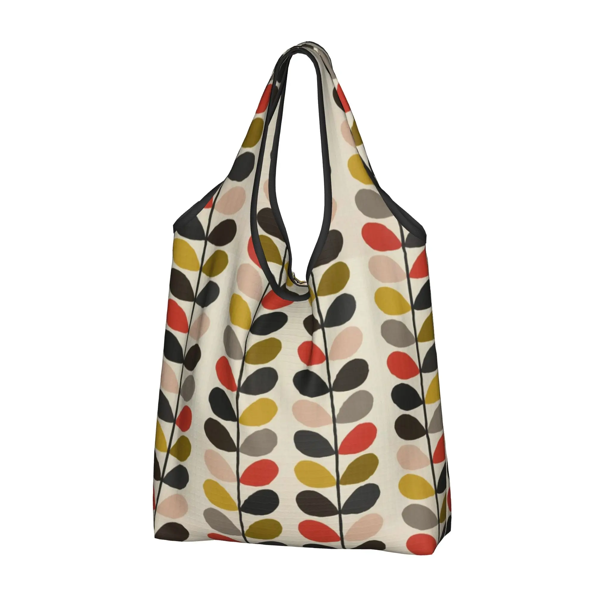 Cute Printed Orla Kiely Multi Stem Shopping Tote Bag Portable Shopper Shoulder Flowers Floral Abstract Handbag