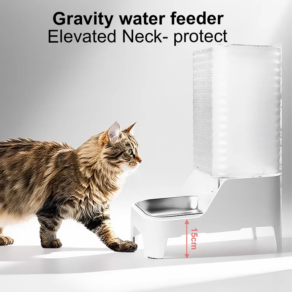 

8L Automatic Cat Feeder & Water Dispenser Furpipi Gravity Pet Feeding StationStainless Steel Pet Waterer for Cats Dogs Pets