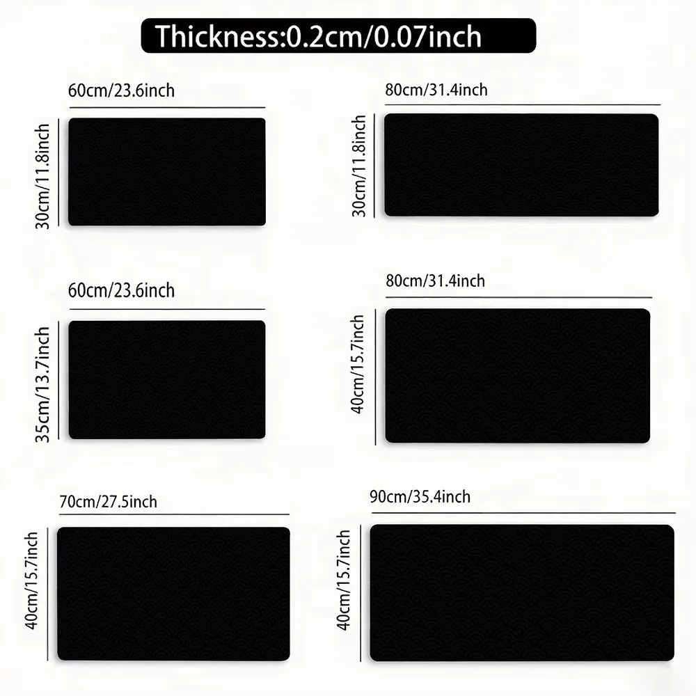 Black Ocean Wave Mouse Pad Large Rubber Base Anti-slip PC Desk Accessories Mousepad for Office and Gamer Keyboard Mats Decor Mat view 3