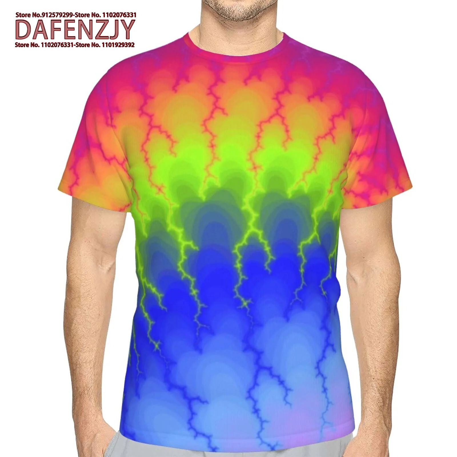 New Men's Casual T-Shirt Splicing Color Novelty 3D Printing Vintage Summer Top Outdoor Travel