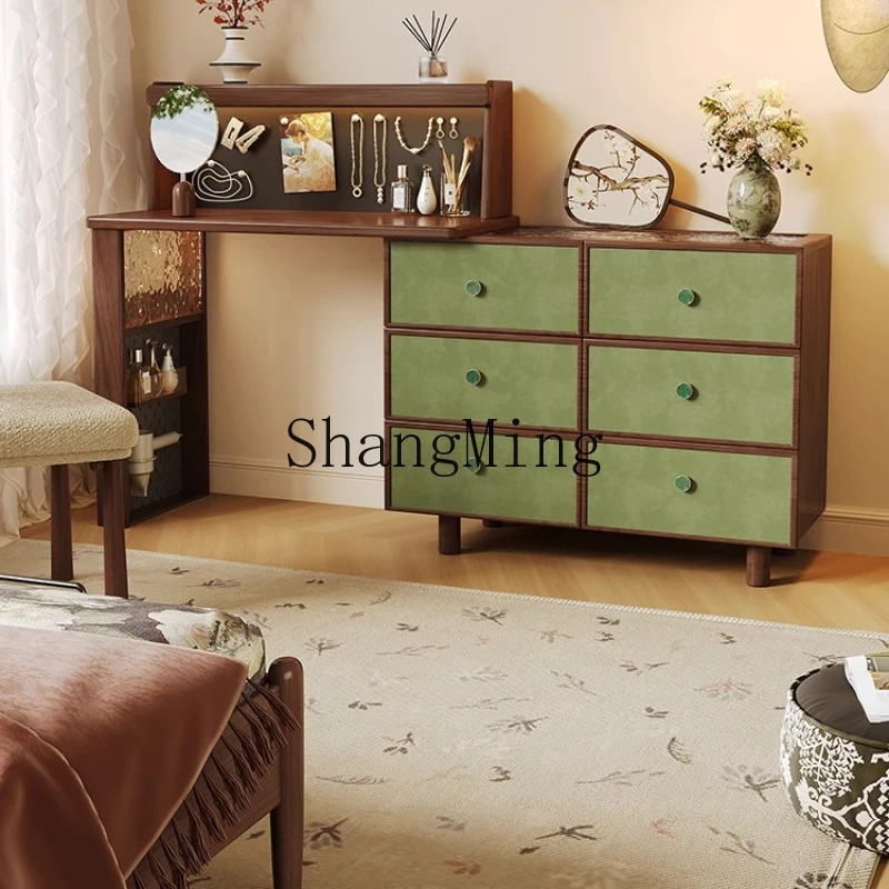 

ZYY dresser chest integrated bedroom retro solid wood medium ancient green makeup table