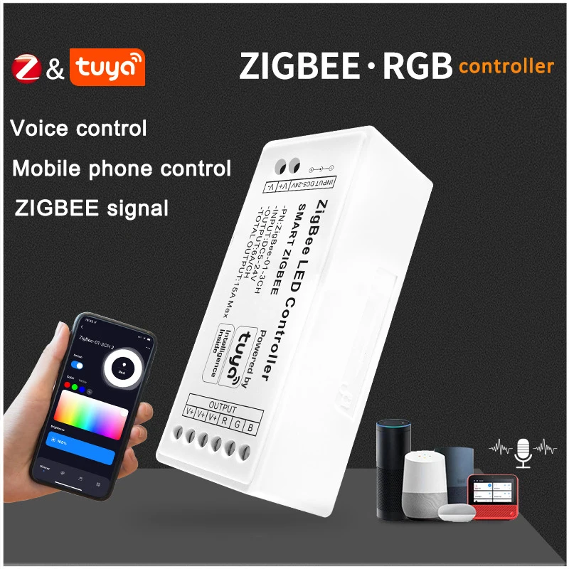 Zigbee Tuya WiFi LED Controller Single Color Dual White RGB RGBW RGBCCT LED Strip Smart Controller  DC12V 24V With Alexa Google