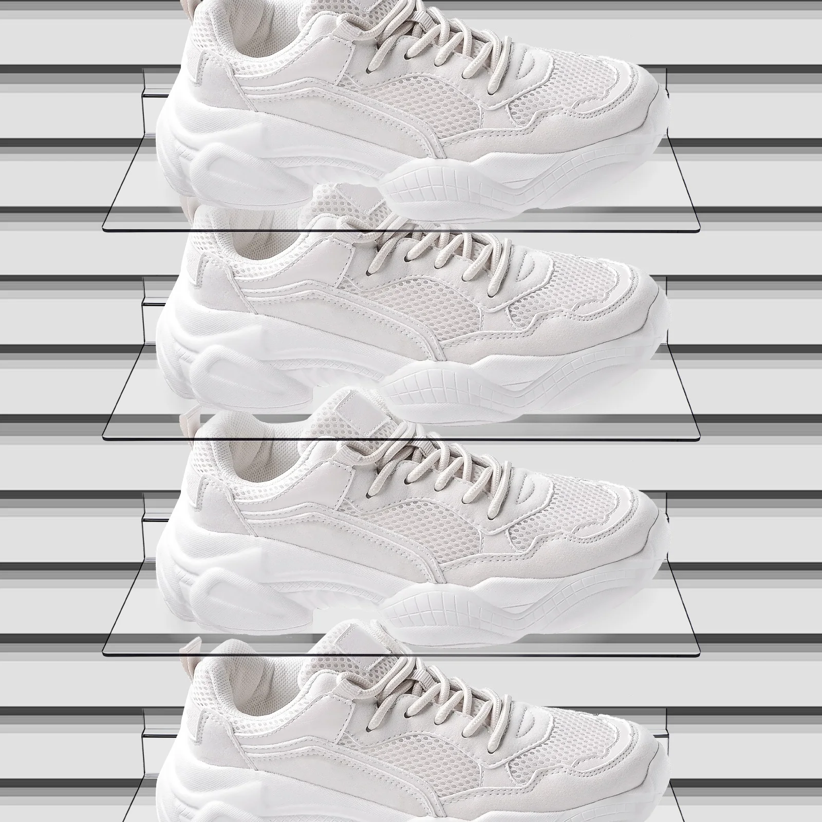 

8 Pcs Shelving Shoe Wall Stackable Rack Shelves Sneakers Hanging Slatwall Clear Shelf