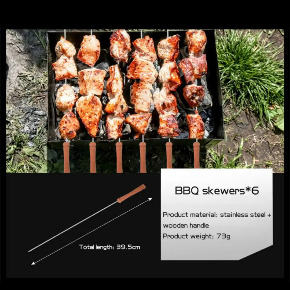 BBQ Tools Set Barbecue Grilling Utensil Accessories Outdoor Wooden Handle Barbecue Utensils Portable Cloth Bag Baking Tool