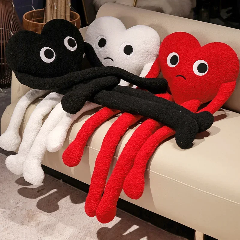 Almohada en forma de corazón de amor de piernas largas, lindo relleno, almohada de corazón rojo, negro, blanco, juguetes de peluche suaves, amante, amigos, Festival, regalo creativo