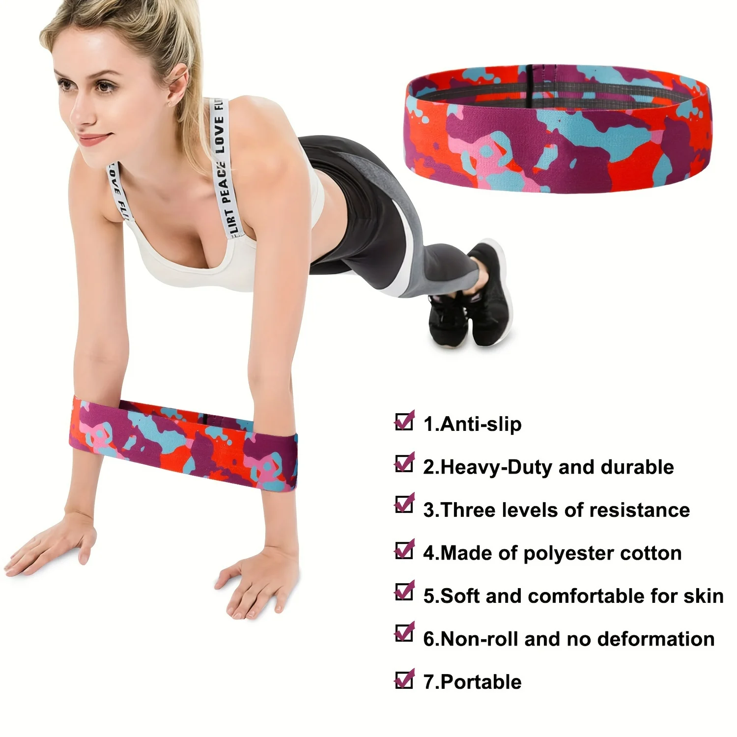 High-Quality Resistance Bands Loop for Home Gym Exercise: Fitness Yoga Workout Training for Whole-Body, Booty, Leg, and Arm - 1p