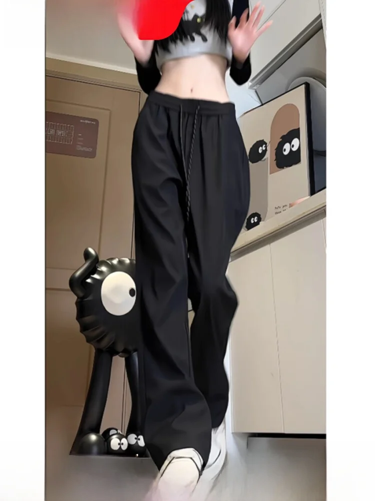 

Ele Drapey Casual Men's Summer Loose Straight Leggings Bla Suit Pants Faionable Youthful Polyester Fiber Long Trousers