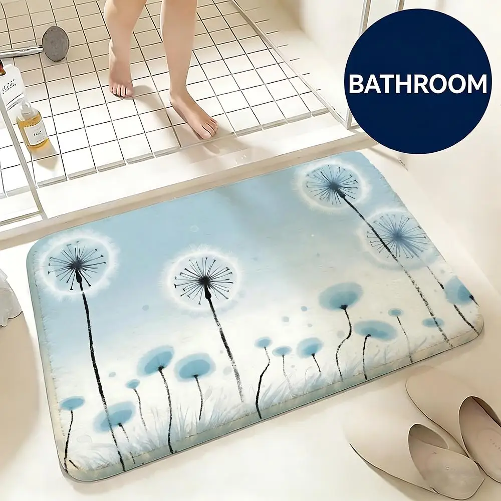 Soft Flannel Floor Mat Art Dandelion Floor Mat Non-Slip Absorbent Doormat Bathroom Bedroom Home Decor Rug