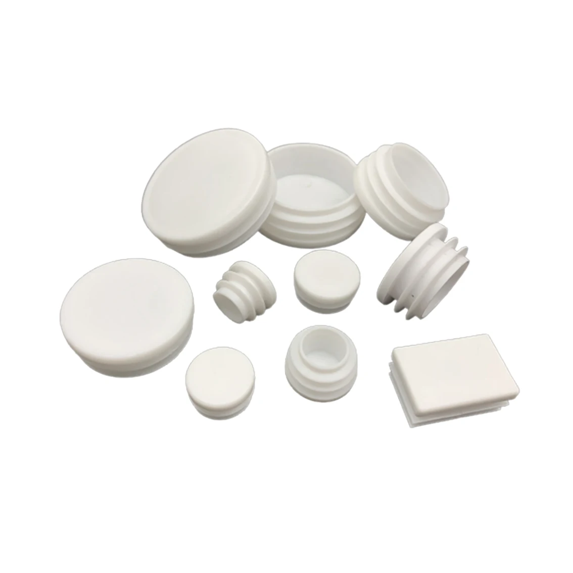 White Round Plastic Blanking End Caps, Tubo Tubo Inserções Plug, Bung Dust Cover, Peças de Móveis, Cadeira Pernas, 13mm-114mm, 1 Pc, 5 Pcs, 10 Pcs,