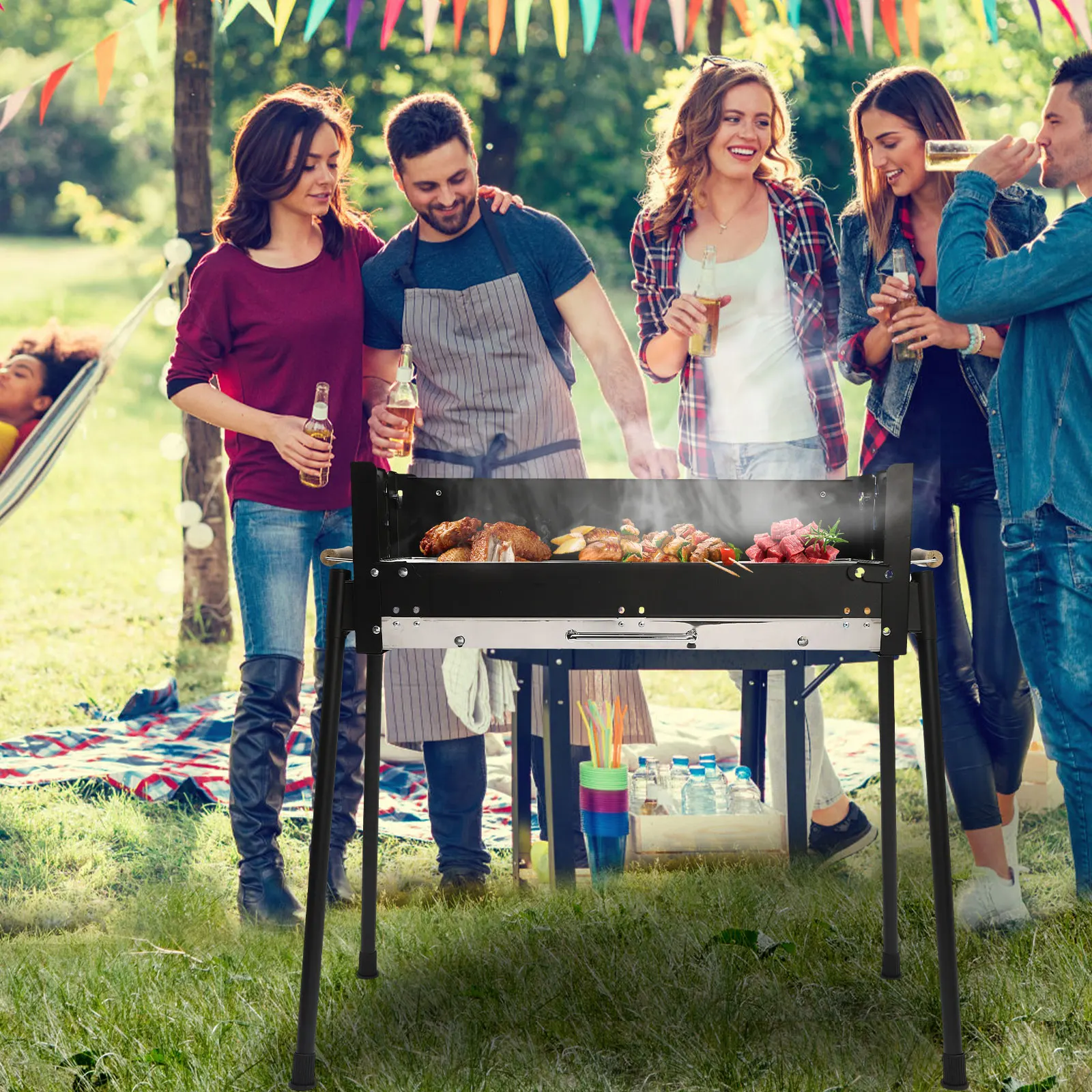 

Charcoal barbecue grill, foldable and portable, suitable for outdoor camping trips, backyard parties, cooking and barbecuing