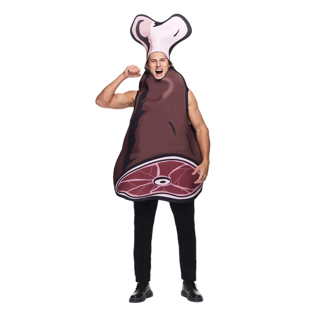 Big Ham food cosplay Ham meat Mascot  Halloween Costumes for Man top suit