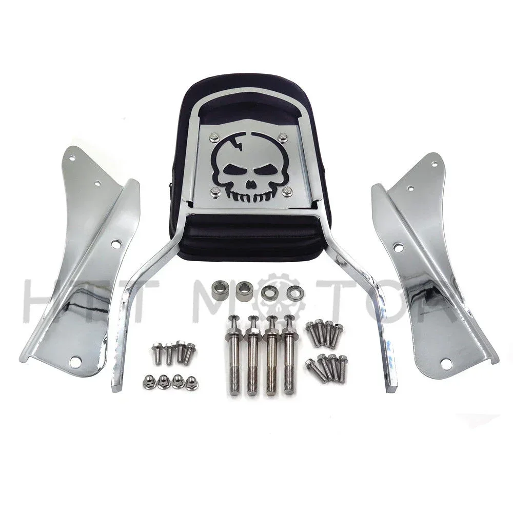 Chrome Skull Backrest Sissy Bar For 2001-2008 Honda Shadow Spirit 750/VT750 2002 2003 2004 2005 Aftermarket motorcycle parts
