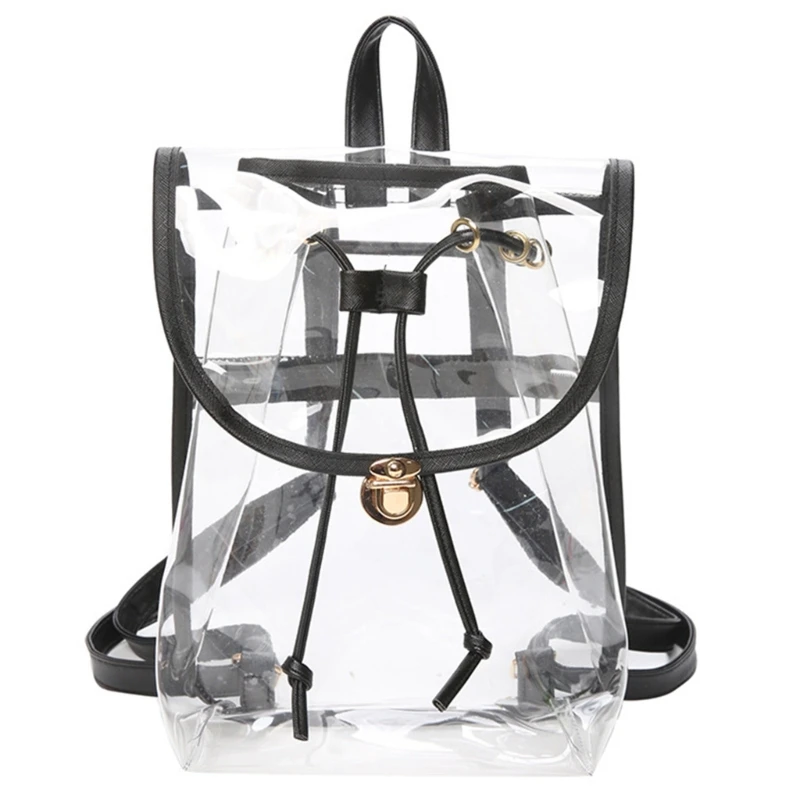 Y1UB PVC Backpack for Women Man Girl Student School Backpack Clear Backpack Stadium Approved Backpack See Through Backpack