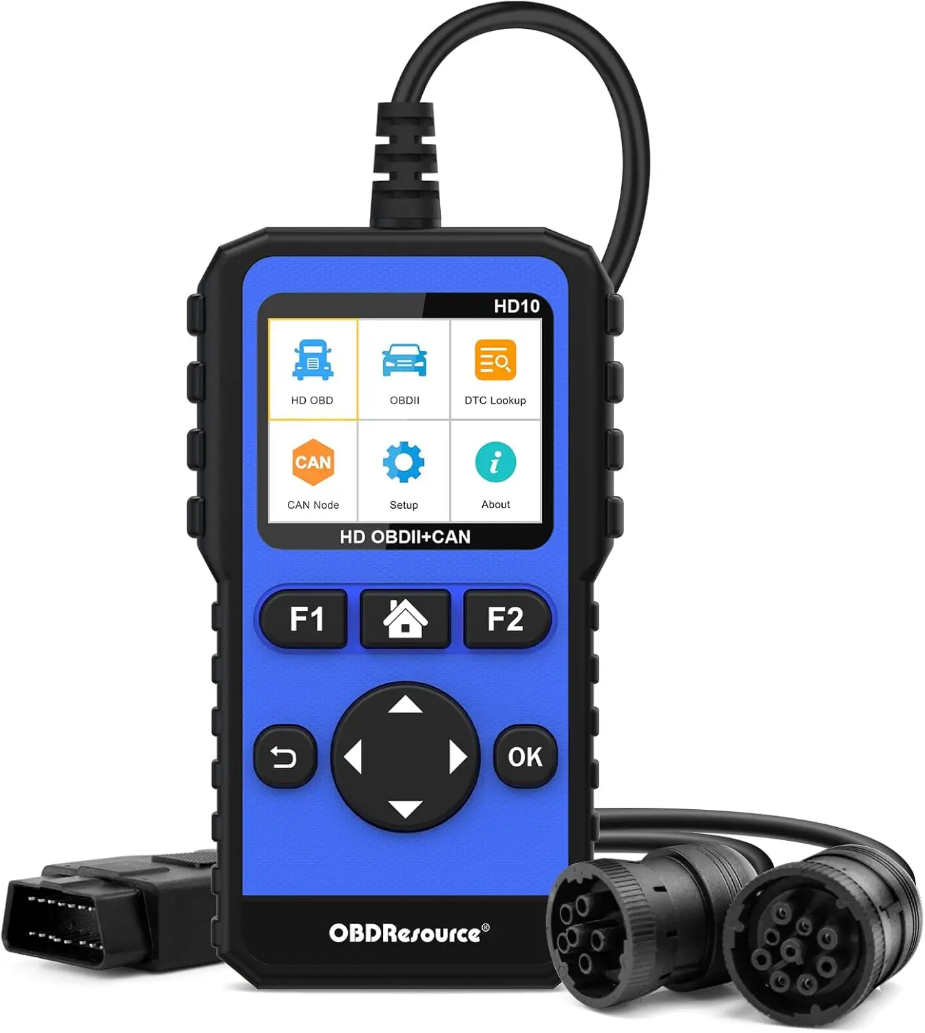 أداة الماسح الضوئي للشاحنة والسيارات HD OBD2 قارئ رمز التشخيص 2 في 1 للمركبات 12 فولت/24 فولت