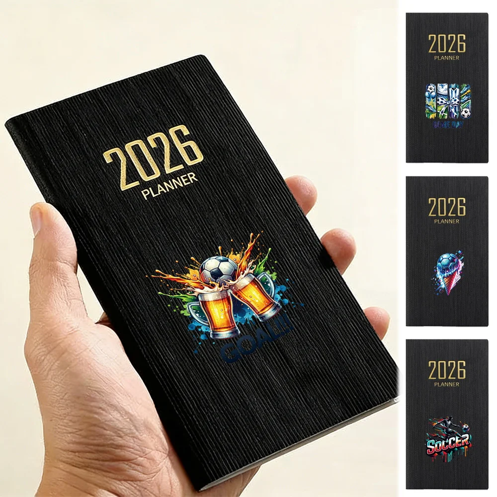 

A6 2026 Schedule Planner Pocket Journal Full Year Record Notepad For Students Office Workers Daily Use Soccer Pattern