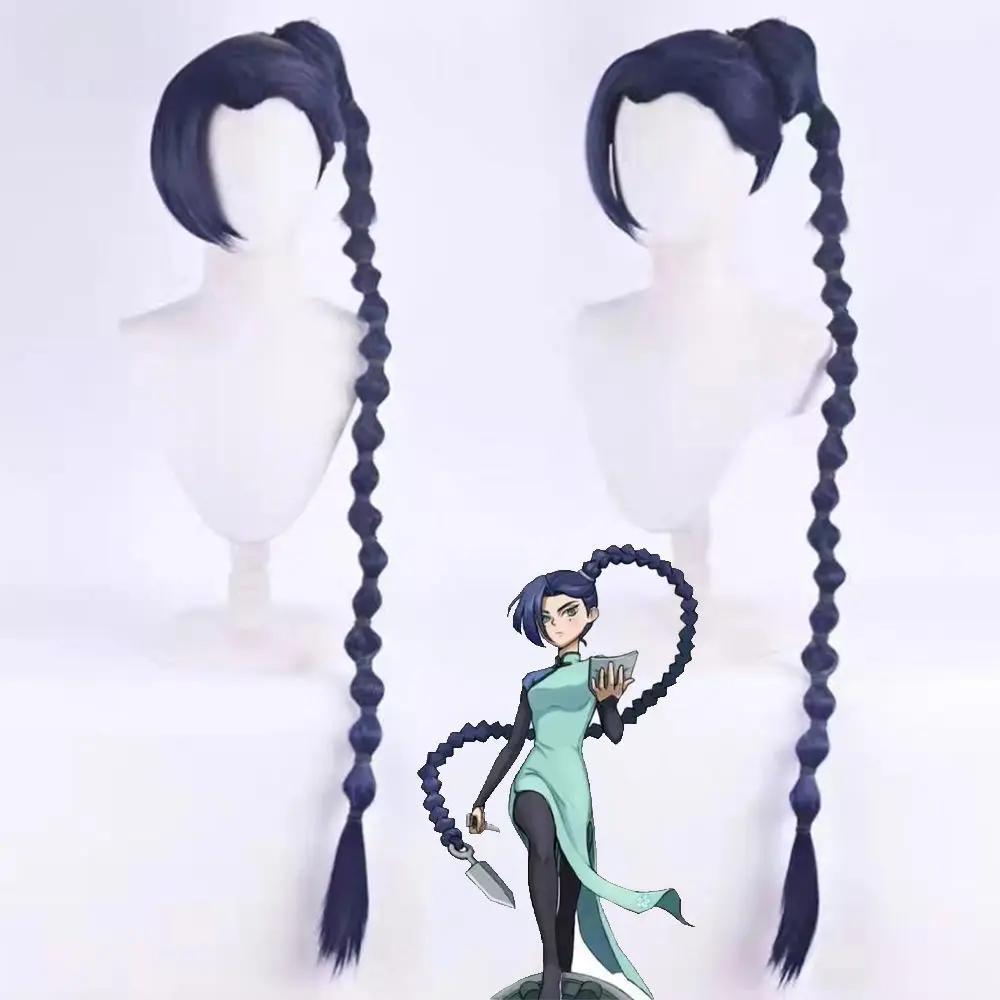 Cosplay Wig, Assassin Wu Liuqi, Plum Blossom Thirteen, Black And Blue Style, Detachable Ponytail