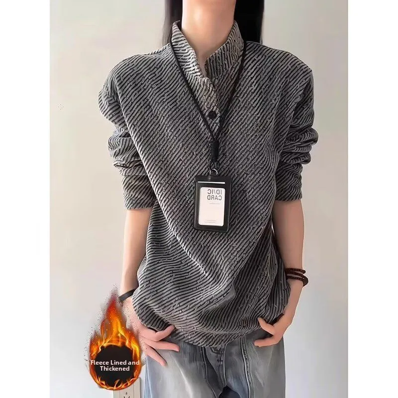 

High-Weight Collar Sweater Double Zipper Knitted Cardigan Cleanfit Casual Outerwear for Couples Trendy Long Sve round Ne