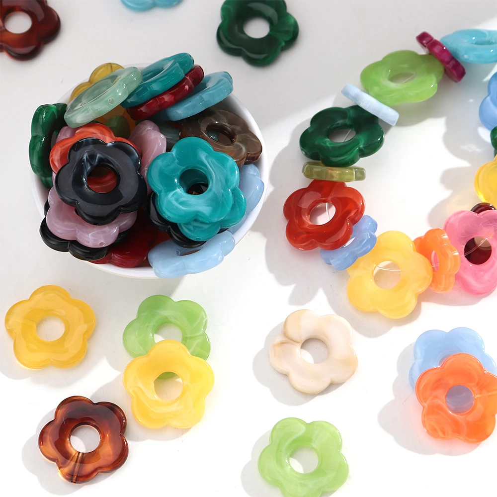 10 Stück Bunte Acryl-Blumenperlen, Hohle Harz-Gänseblümchen-Anhänger für DIY Schmuckherstellung, Halsketten, Ohrringe und Accessoires – Detail 2