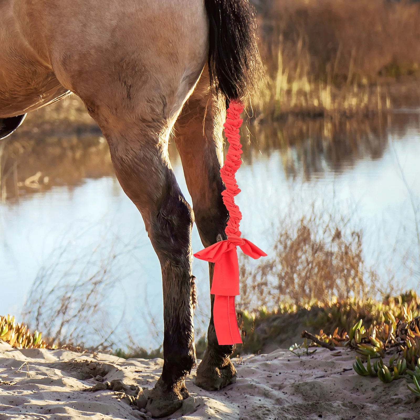 

Horse Tail Protector Chinlon Cover for Braiding Easy to Use Keeps Tail Clean Beautiful Shiny Fashionable Red Color