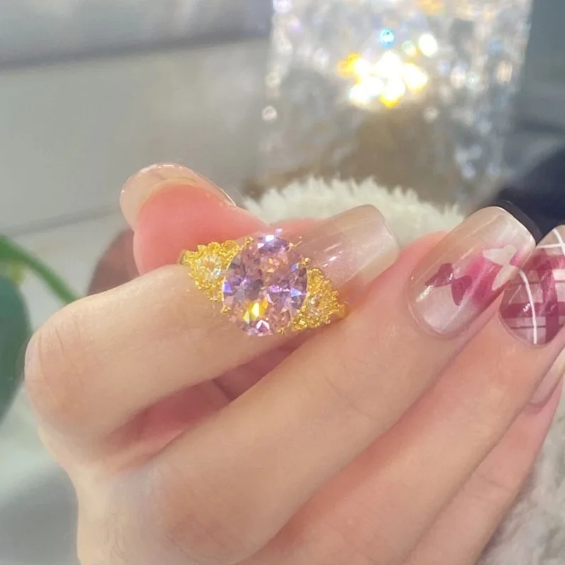 جديد الصينية الخفيفة الفاخرة جوفاء الدانتيل سطح البيض الزركون حلقة المرأة المتخصصة أنيقة الراقية حلقة افتتاح قابل للتعديل #1