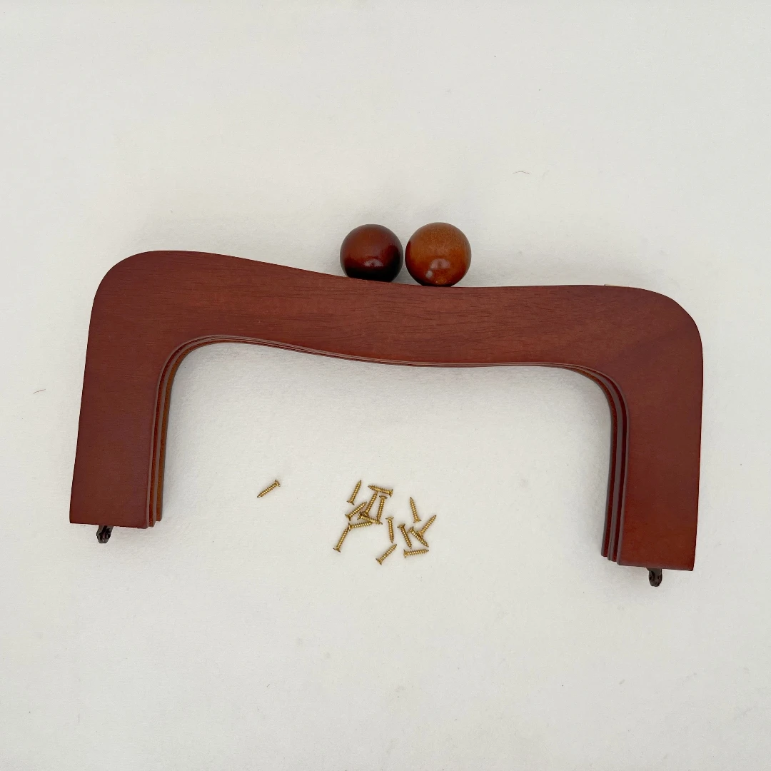 22CM Wood Head Bag Purse Frame with Screws Handbag Handle Wood Bag Parts Chain Clasp Accessories for Wallet And Coin Bag Making
