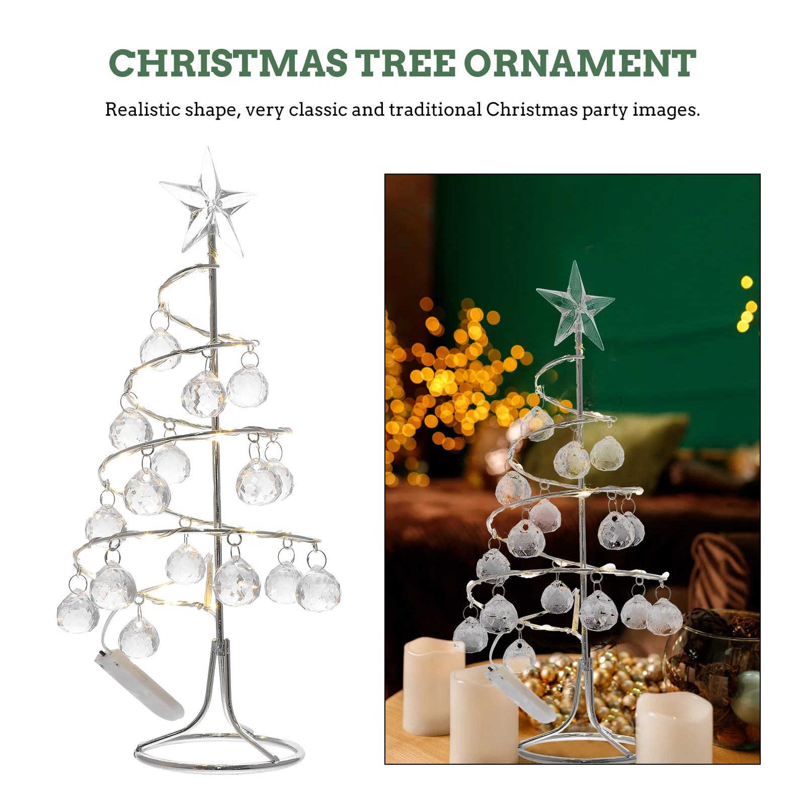 

Christmas Tree Mini Tabletop Adornment Supplies Decor Desktop Ornament Iron Xmas Festival Home