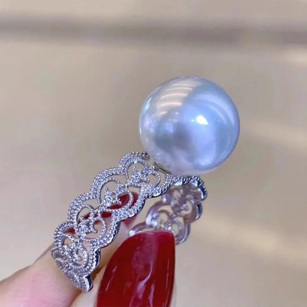 

2 шт. DIY жемчужные аксессуары 925 серебряное кольцо с жемчугом пустой держатель, модный золотой серебряный держатель для колец с круглыми бусинами 8-10 мм