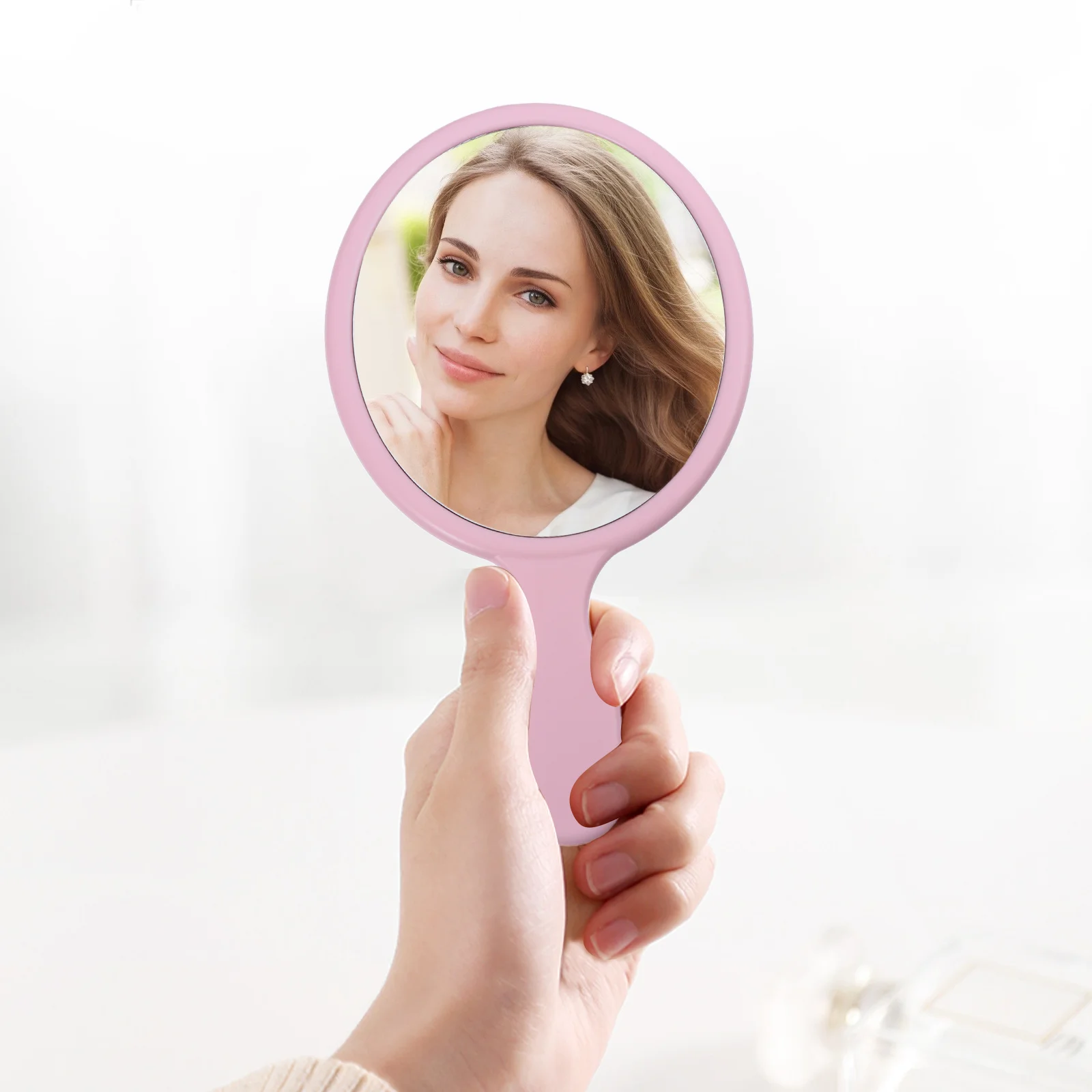 Specchi per trucco portatili da 2 pezzi Specchi semplici portatili Blu Rosa per specchio portatile da viaggio Vanity Specchio per trucco da donna