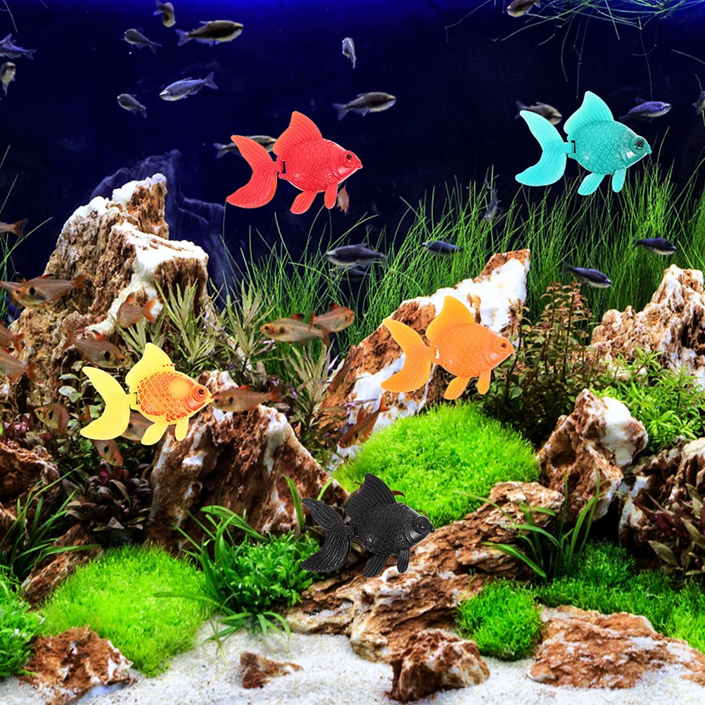 12 Pcs Fake Fish Tank Accessories Decor Floating Small Ornament Artificial Aquarium Plastic Realistic Goldfish