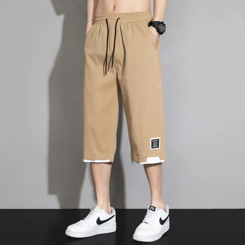 

Summer Casual Calf Length Pants Koreon Streetwear Fashion Elastic Waist Shorts Mens Solid Color Beach Shorts Man Plus Size 8Xl